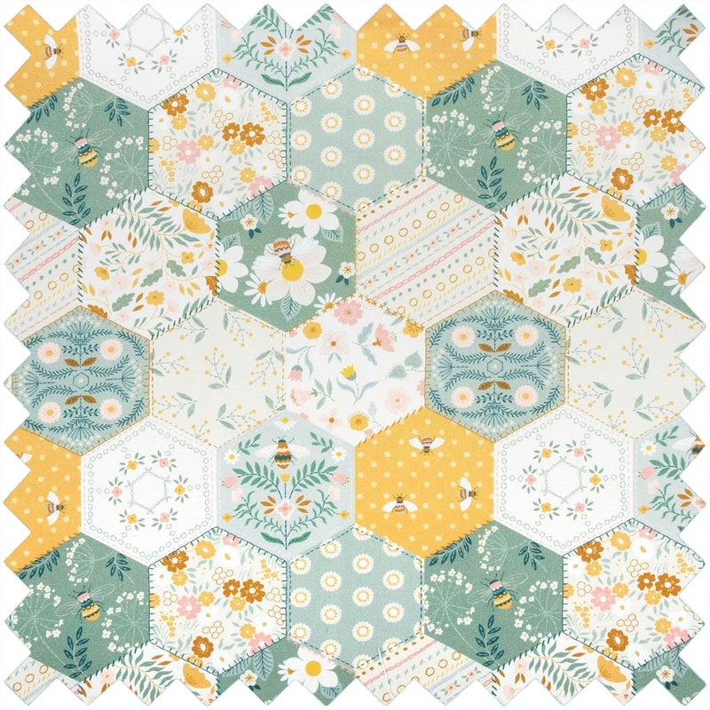Hobby Gift Medium Sewing Craft & Hobby Storage Box, Accessories Tray Pin Cushion Pockets, 10 x 7.3 x 5.7" - Patchwork Bees - Image 2